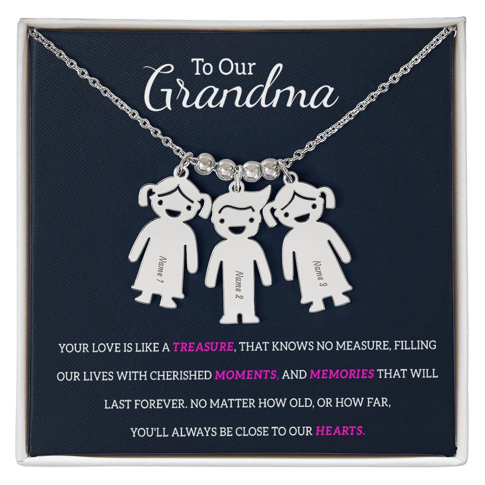 Personalized Grand kid Charm Necklace Gift for Grandma-[Heartfelt Family Gift]