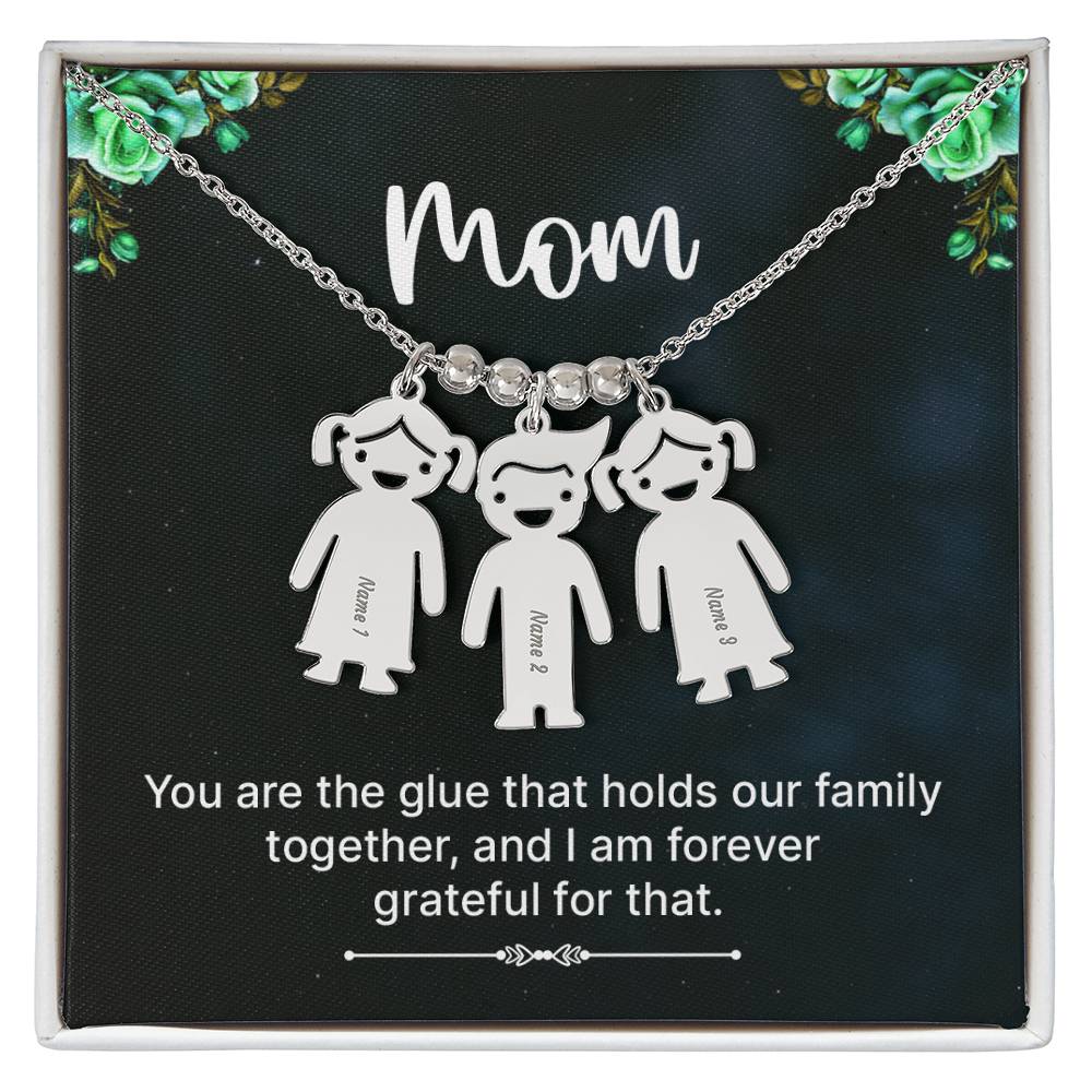Mom Grateful Engraved Kids Charm Necklace-[Heartfelt Family Gift]