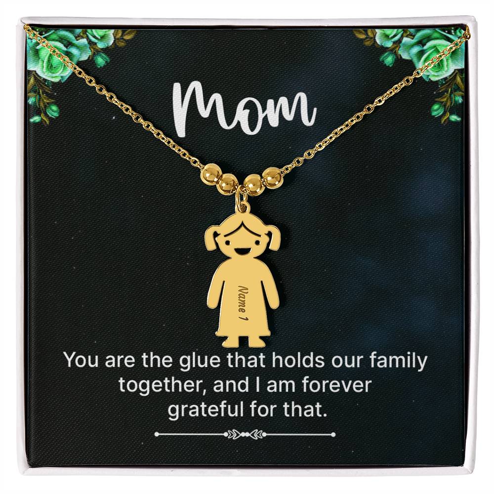 Mom Grateful Engraved Kids Charm Necklace-[Heartfelt Family Gift]
