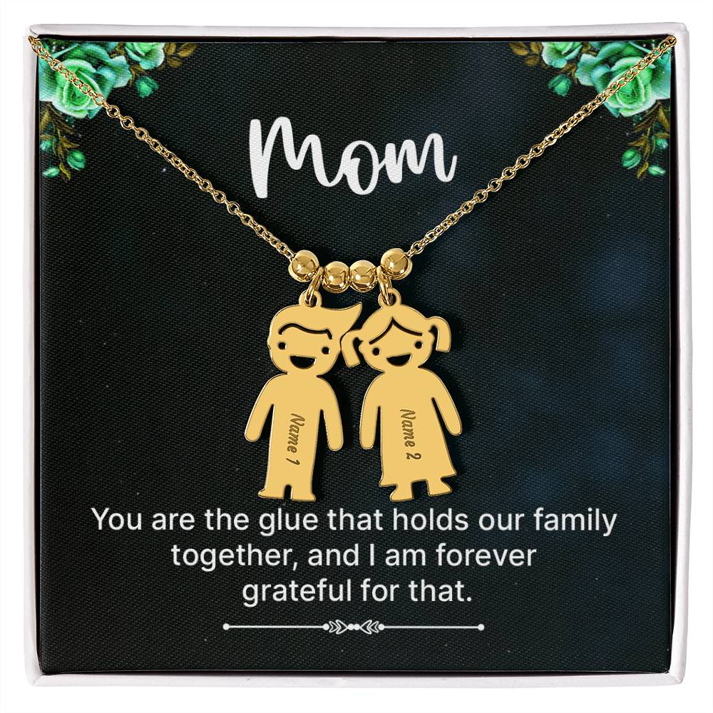 Mom Grateful Engraved Kids Charm Necklace-[Heartfelt Family Gift]