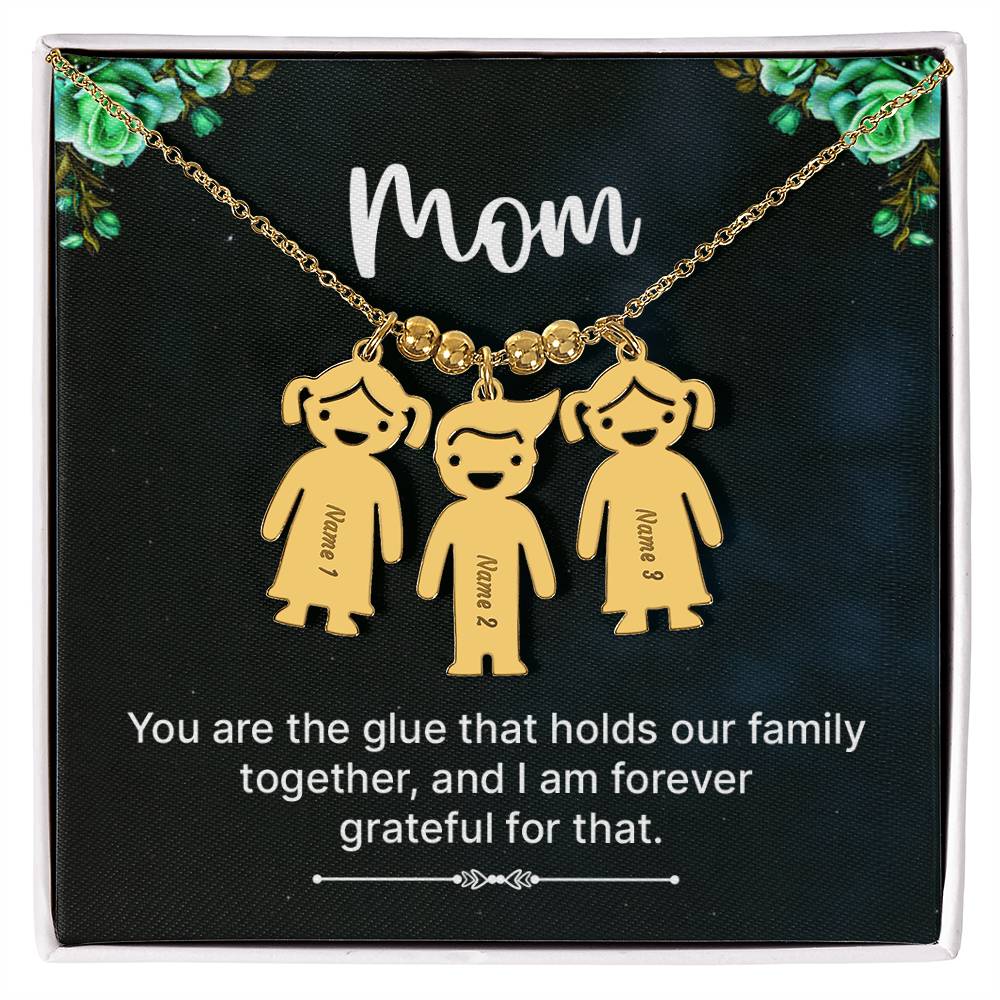Mom Grateful Engraved Kids Charm Necklace-[Heartfelt Family Gift]