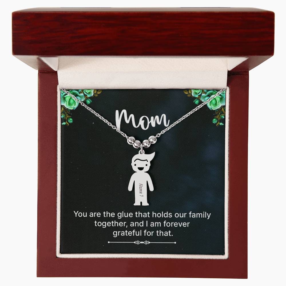 Mom Grateful Engraved Kids Charm Necklace-[Heartfelt Family Gift]