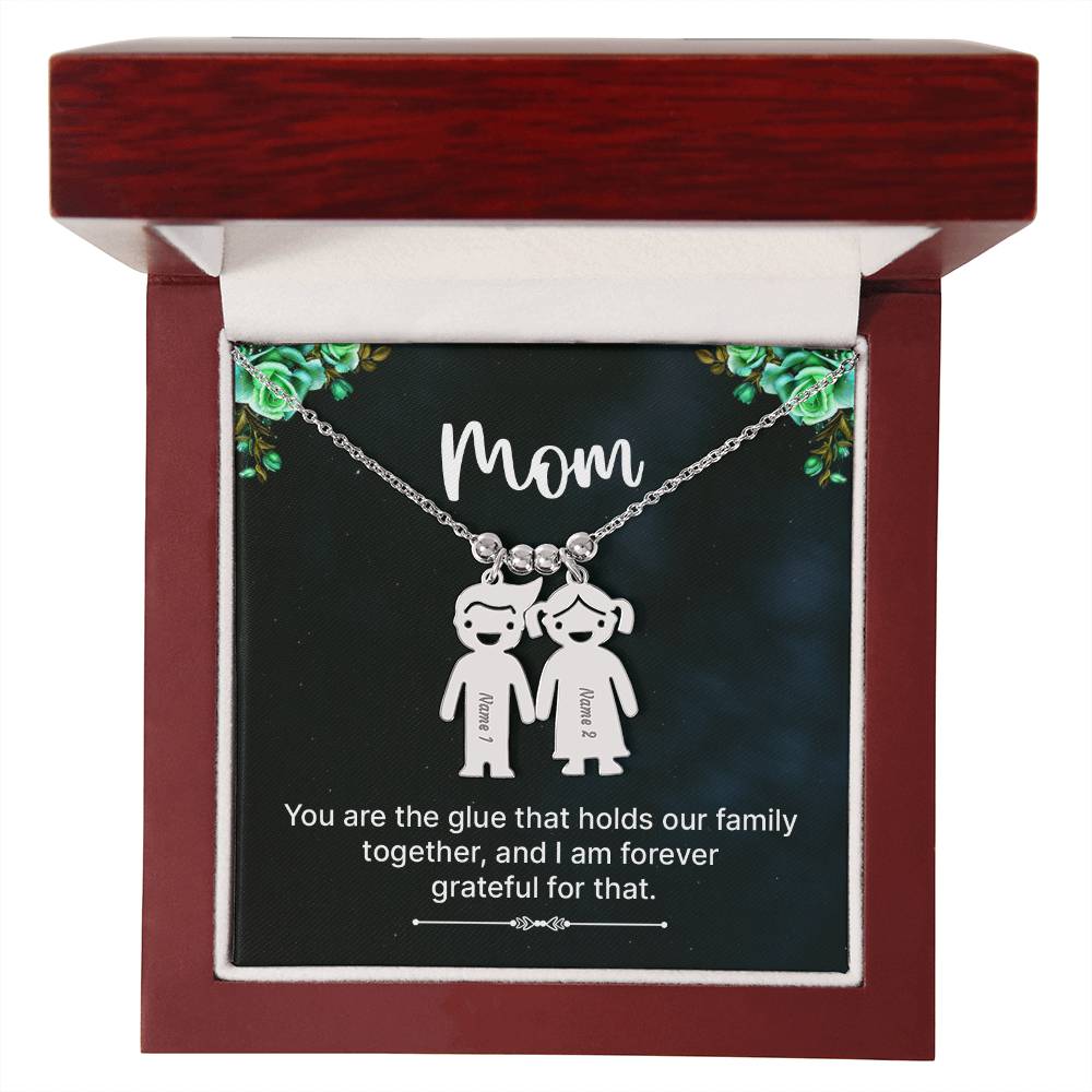Mom Grateful Engraved Kids Charm Necklace-[Heartfelt Family Gift]