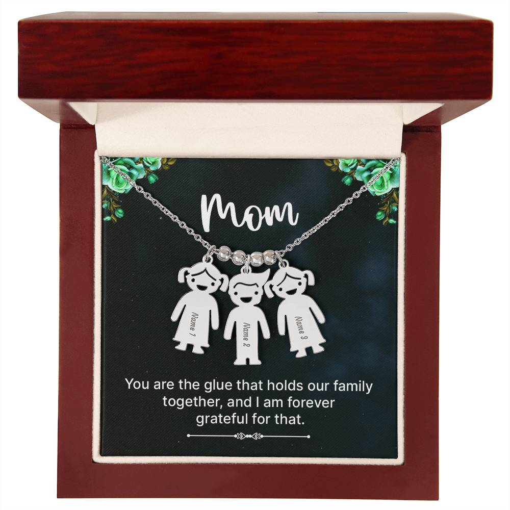 Mom Grateful Engraved Kids Charm Necklace-[Heartfelt Family Gift]