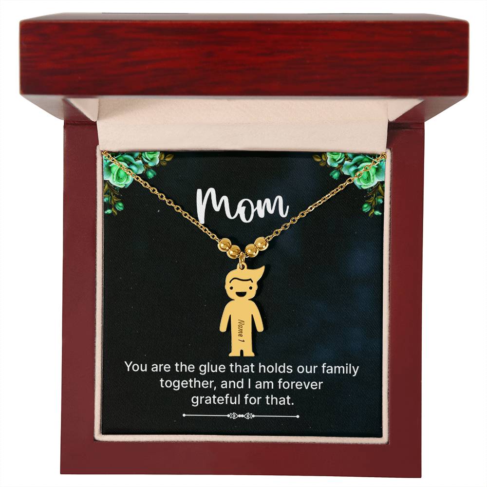 Mom Grateful Engraved Kids Charm Necklace-[Heartfelt Family Gift]