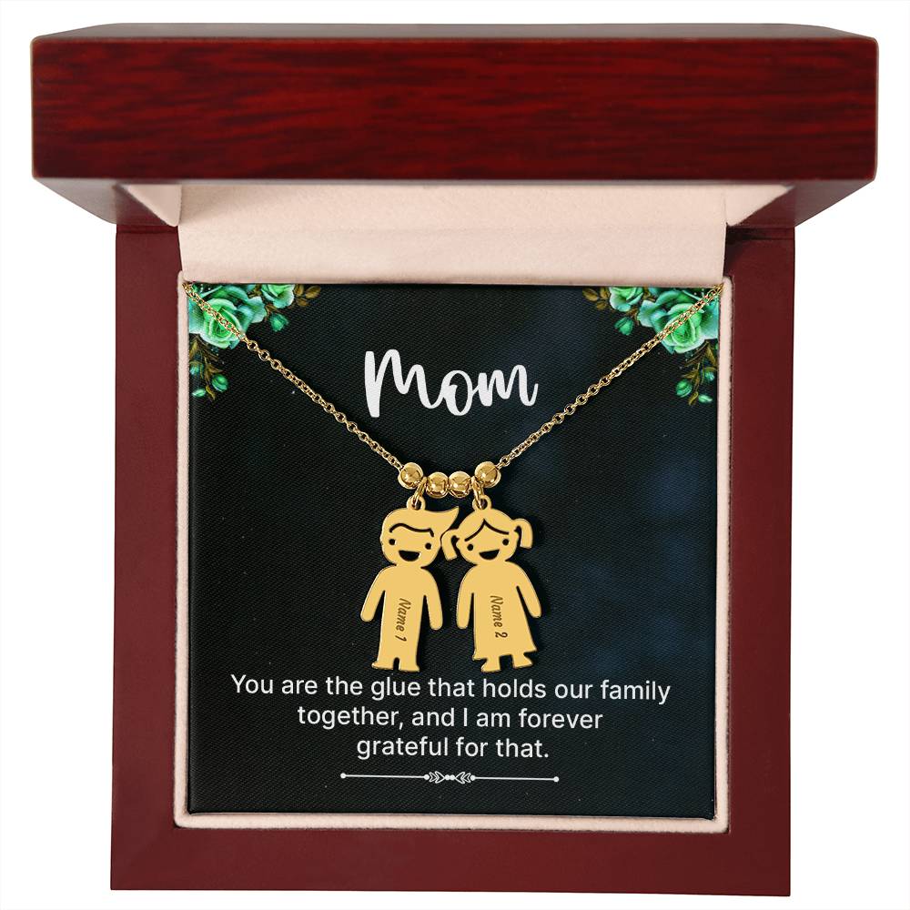 Mom Grateful Engraved Kids Charm Necklace-[Heartfelt Family Gift]