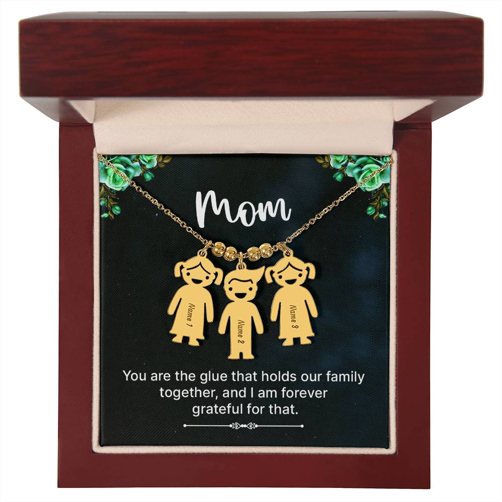 Mom Grateful Engraved Kids Charm Necklace-[Heartfelt Family Gift]