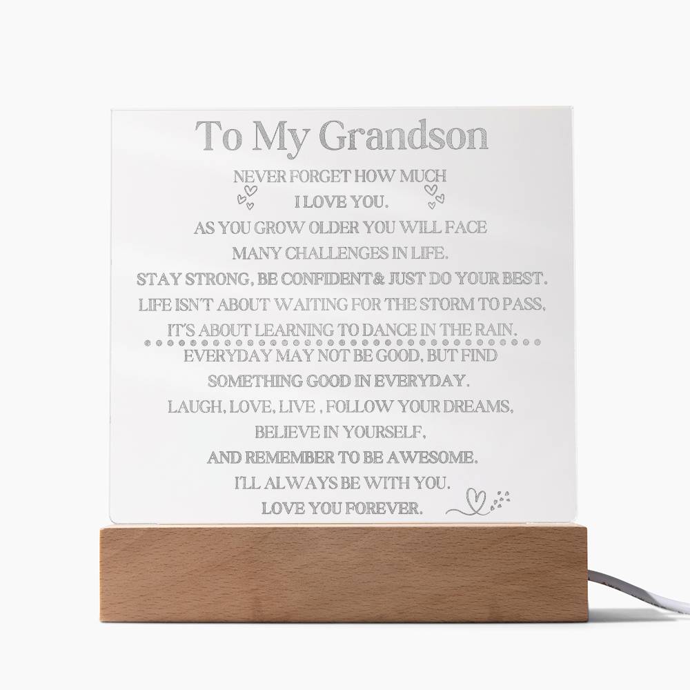 Engraved LED Plaque for Grandson - Illuminated Keepsake Gift-[Heartfelt Family Gift]