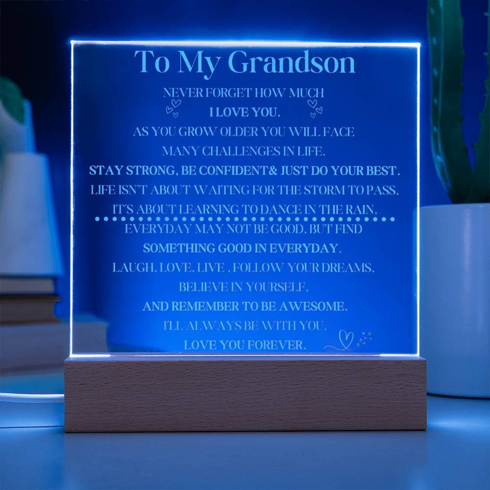 Engraved LED Plaque for Grandson - Illuminated Keepsake Gift-[Heartfelt Family Gift]
