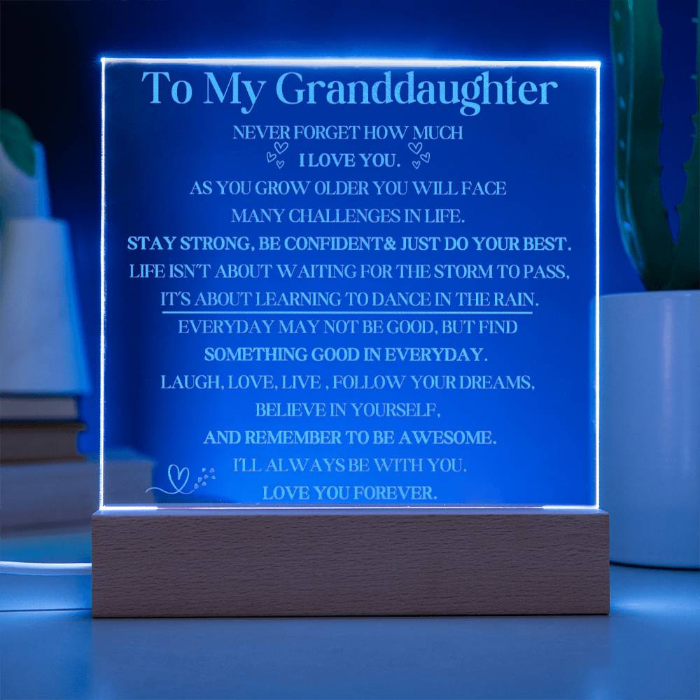Engraved LED Plaque Gift for Granddaughter - Dance in the Rain with this Beautiful Light-[Heartfelt Family Gift]