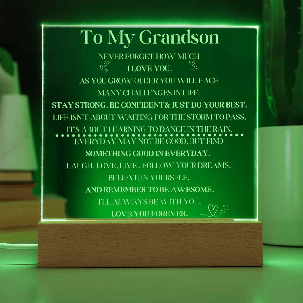 Engraved LED Plaque for Grandson - Illuminated Keepsake Gift-[Heartfelt Family Gift]