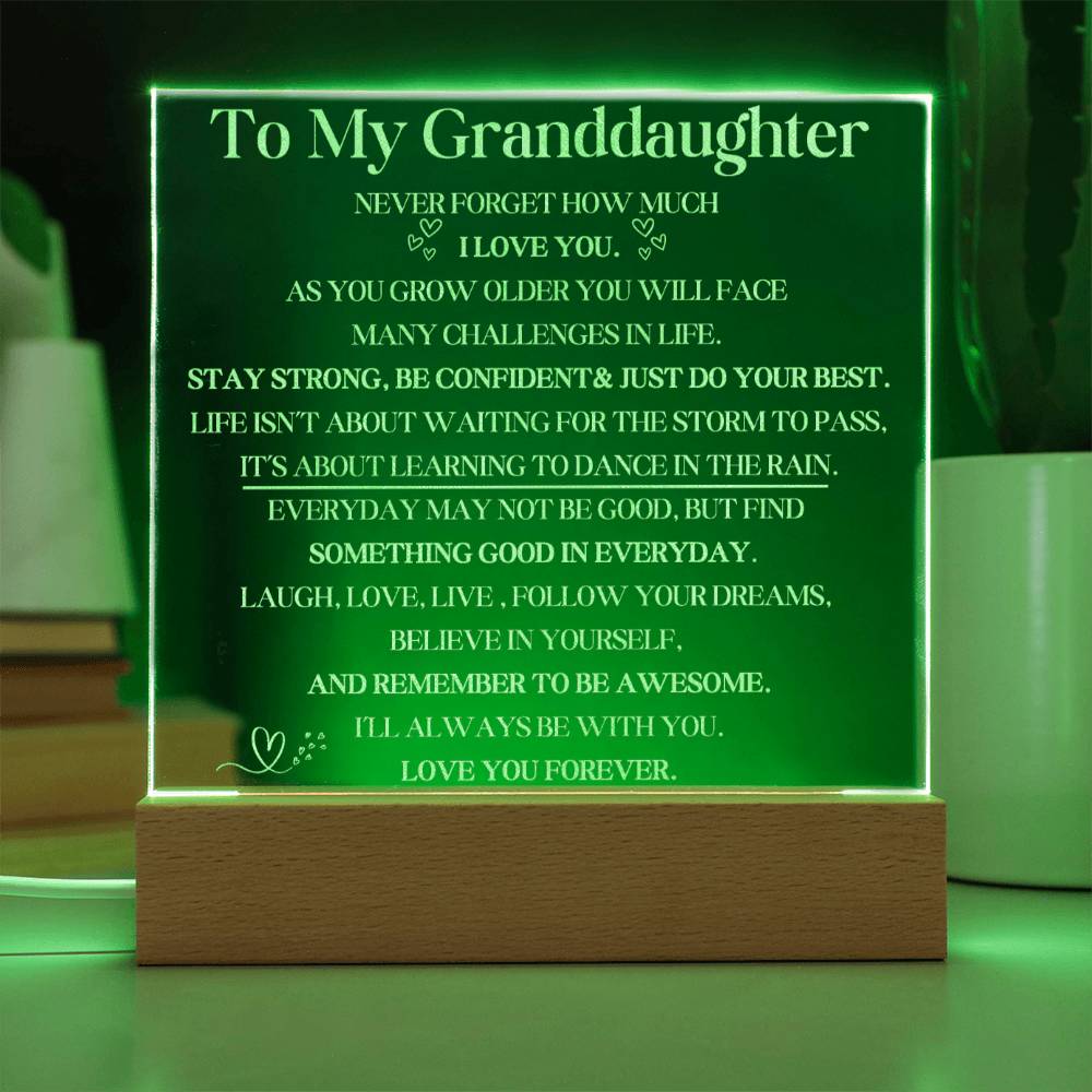 Engraved LED Plaque Gift for Granddaughter - Dance in the Rain with this Beautiful Light-[Heartfelt Family Gift]