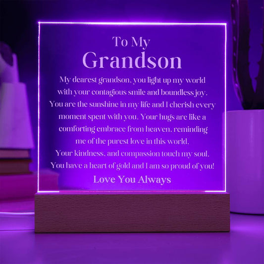 Engraved Acrylic Plaque Gift for Grandson - Personalized Keepsake-[Heartfelt Family Gift]