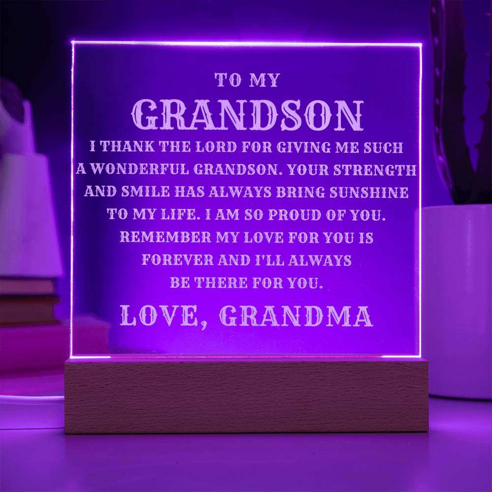 Grandson LED Plaque Engraved by Grandma - Perfect Gift for Any Occasion-[Heartfelt Family Gift]