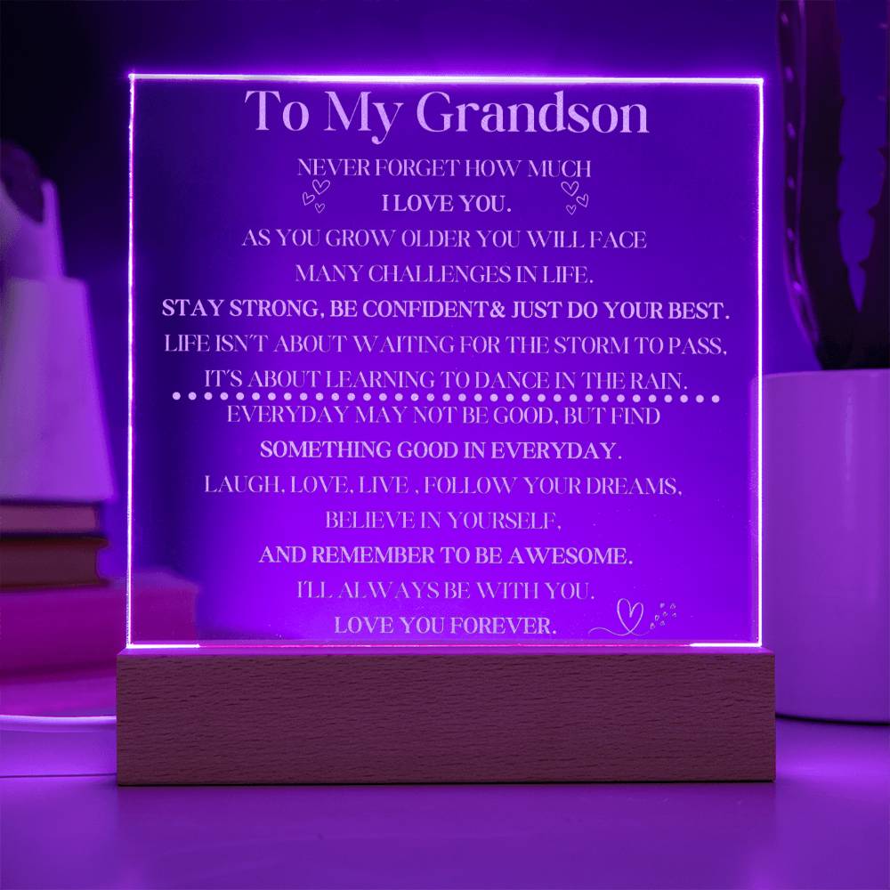 Engraved LED Plaque for Grandson - Illuminated Keepsake Gift-[Heartfelt Family Gift]