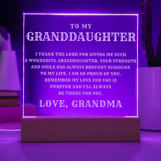 Granddaughter Engraved Lighted Plaque - The Perfect Gift from Grandma-[Heartfelt Family Gift]