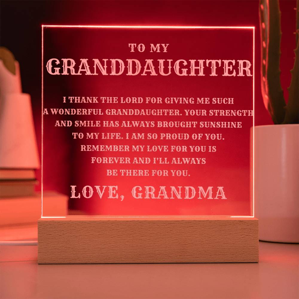 Granddaughter Engraved Lighted Plaque - The Perfect Gift from Grandma-[Heartfelt Family Gift]