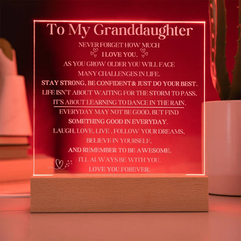 Engraved LED Plaque Gift for Granddaughter - Dance in the Rain with this Beautiful Light-[Heartfelt Family Gift]
