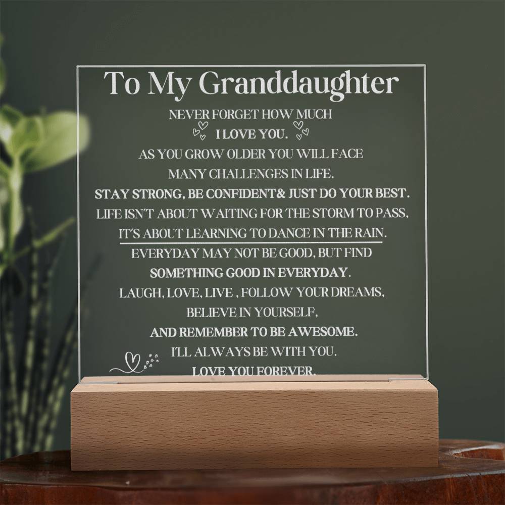 Engraved LED Plaque Gift for Granddaughter - Dance in the Rain with this Beautiful Light-[Heartfelt Family Gift]