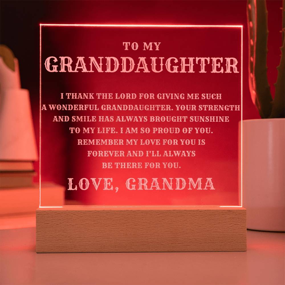 Granddaughter Engraved Lighted Plaque - The Perfect Gift from Grandma-[Heartfelt Family Gift]