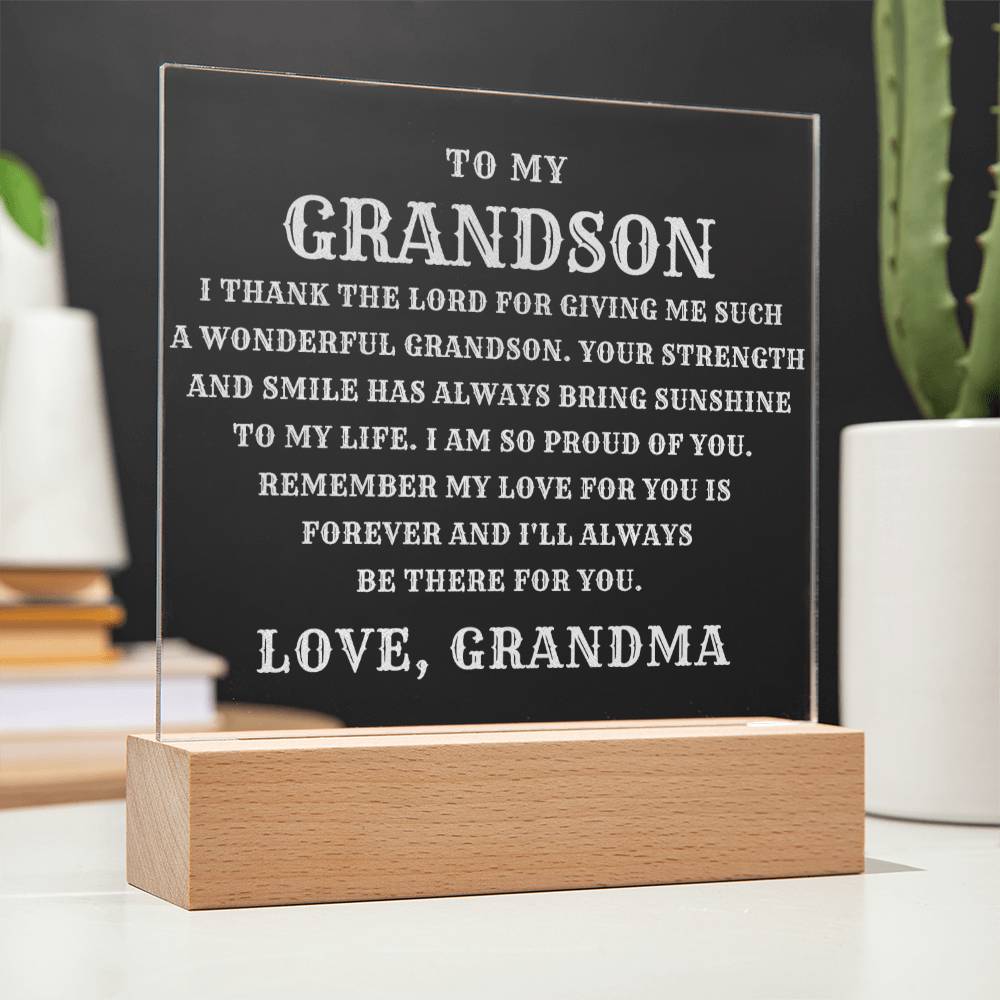 Grandson LED Plaque Engraved by Grandma - Perfect Gift for Any Occasion-[Heartfelt Family Gift]