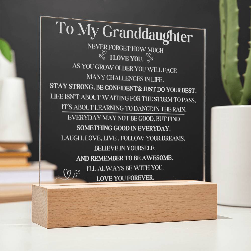 Engraved LED Plaque Gift for Granddaughter - Dance in the Rain with this Beautiful Light-[Heartfelt Family Gift]