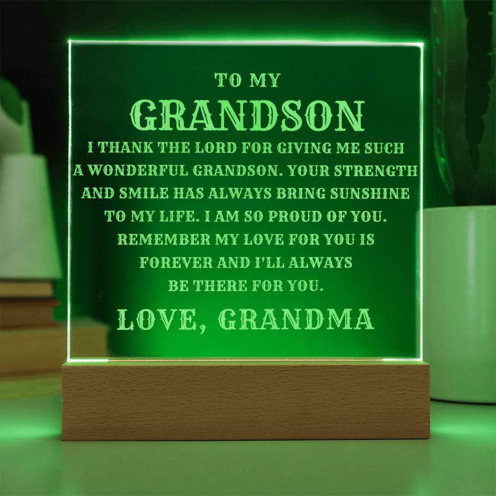 Grandson LED Plaque Engraved by Grandma - Perfect Gift for Any Occasion-[Heartfelt Family Gift]