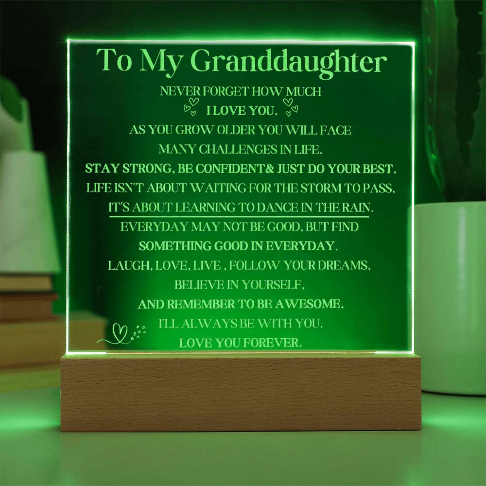 Engraved LED Plaque Gift for Granddaughter - Dance in the Rain with this Beautiful Light-[Heartfelt Family Gift]