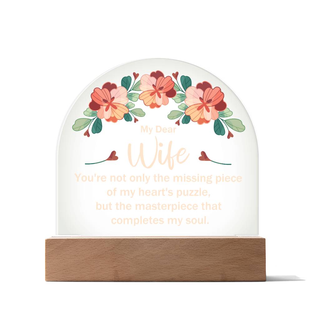 Lighted Dome Plaque Wife Hearts Puzzle Design - Perfect Gift for Your Significant Other-[Heartfelt Family Gift]