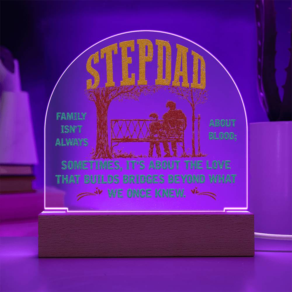 Stepdad Lighted Dome Plaque-[Heartfelt Family Gift]