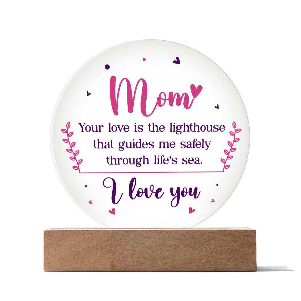 Mom Lighthouse Acrylic Circle Plaque-[Heartfelt Family Gift]