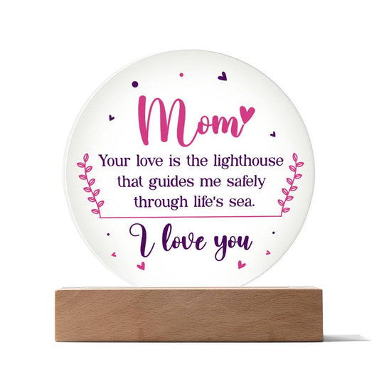 Mom Lighthouse Acrylic Circle Plaque-[Heartfelt Family Gift]