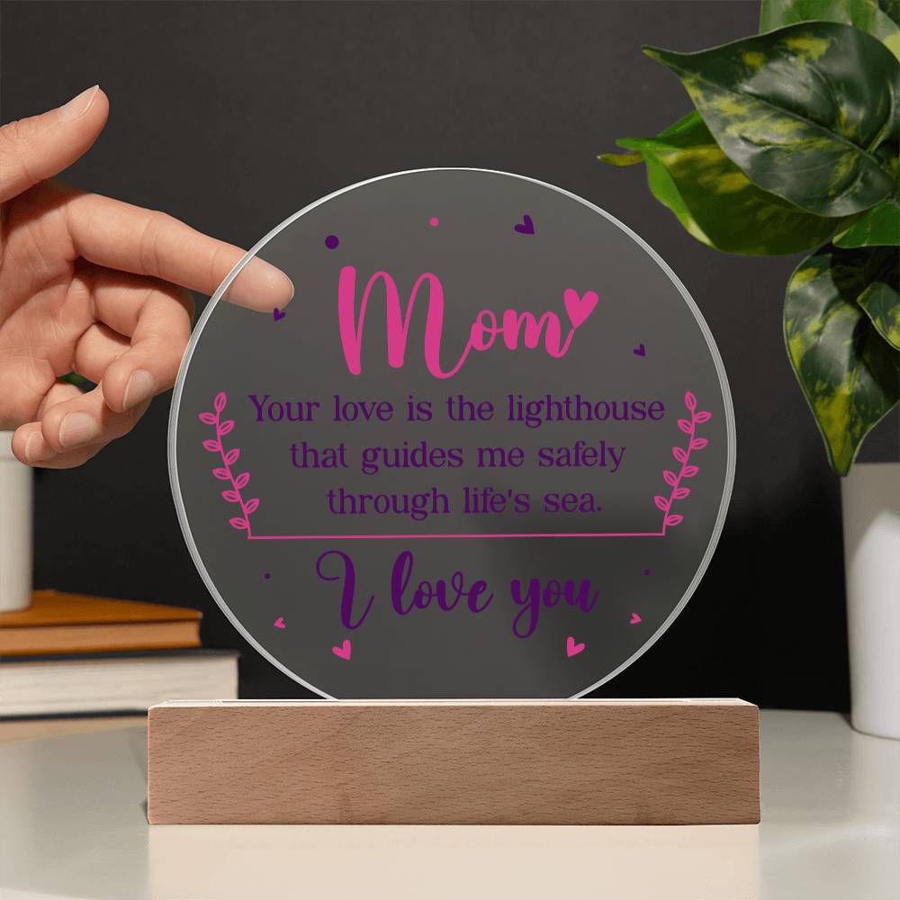 Mom Lighthouse Acrylic Circle Plaque-[Heartfelt Family Gift]