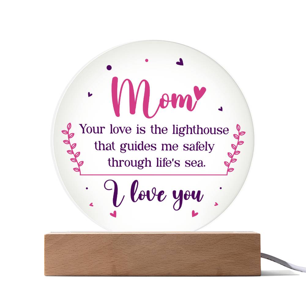 Mom Lighthouse Acrylic Circle Plaque-[Heartfelt Family Gift]