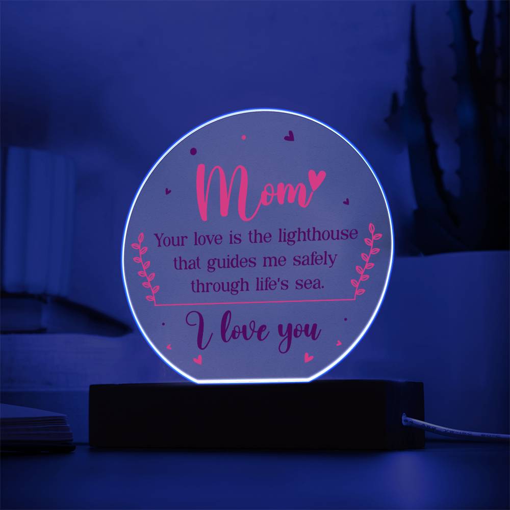 Mom Lighthouse Acrylic Circle Plaque-[Heartfelt Family Gift]