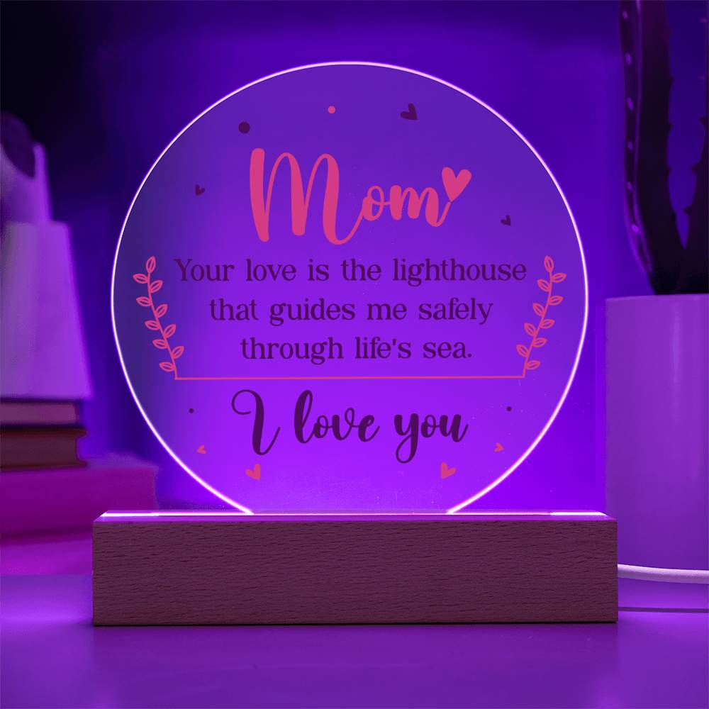 Mom Lighthouse Acrylic Circle Plaque-[Heartfelt Family Gift]