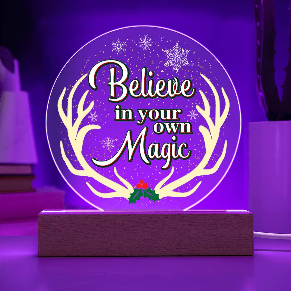 Believe In Your Own Magic Christmas Acrylic Circle Plaque-[Heartfelt Family Gift]