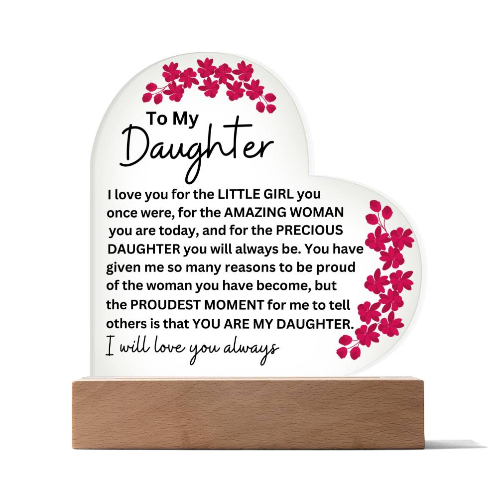 LED Lighted Acrylic Heart Plaque for Daughter - Personalized Gift-[Heartfelt Family Gift]