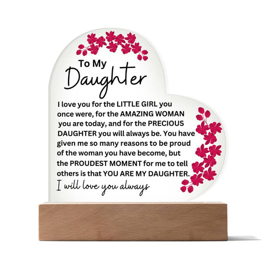 LED Lighted Acrylic Heart Plaque for Daughter - Personalized Gift-[Heartfelt Family Gift]