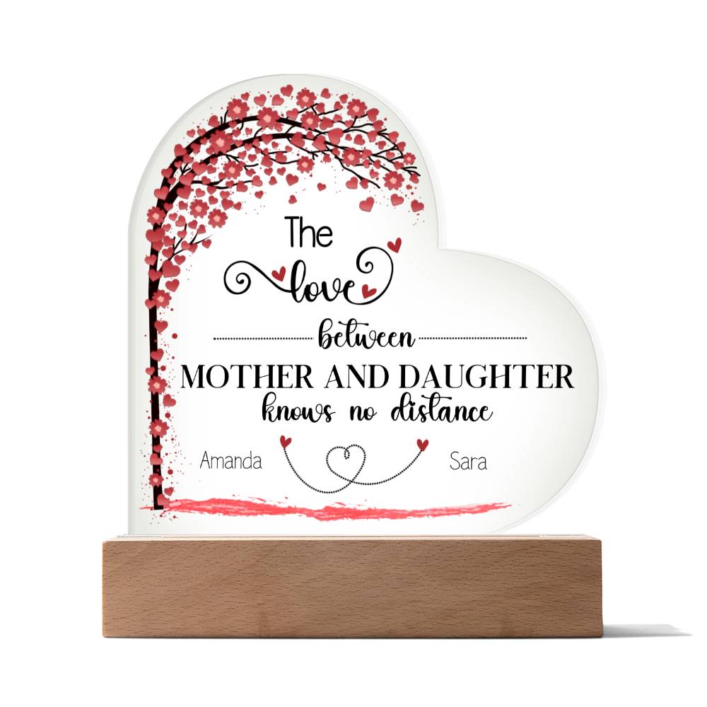 Custom Mother Daughter Lighted Heart Plaque - Personalized and Heartwarming-[Heartfelt Family Gift]