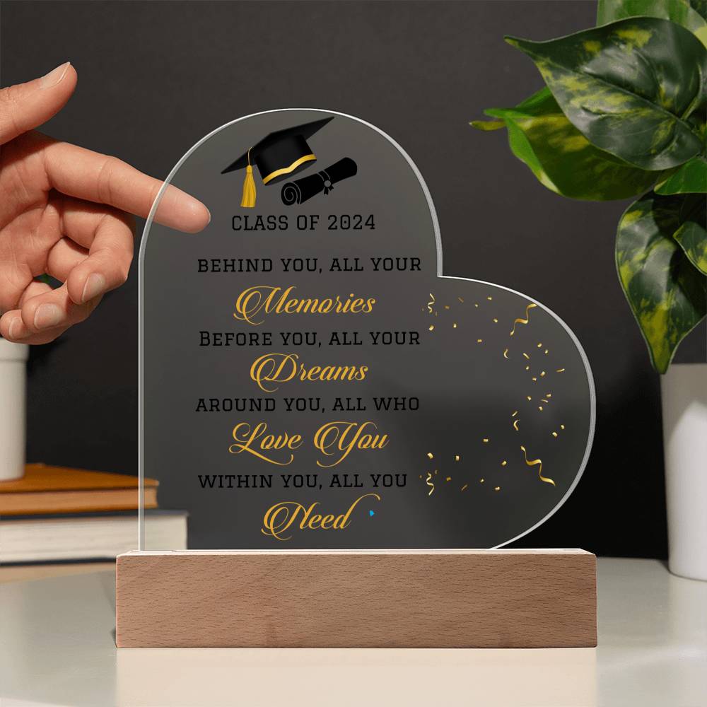 Class of 2024 LED Heart Plaque Graduation Gift-[Heartfelt Family Gift]