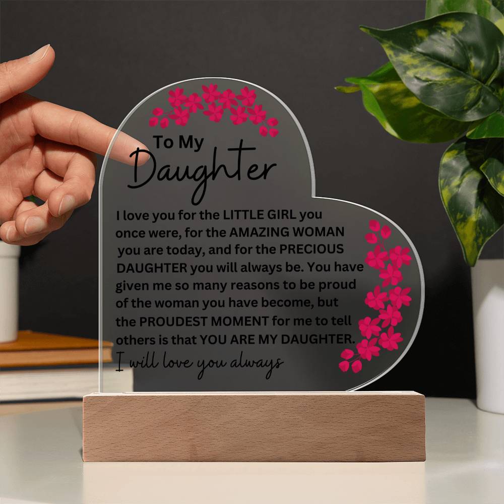 LED Lighted Acrylic Heart Plaque for Daughter - Personalized Gift-[Heartfelt Family Gift]