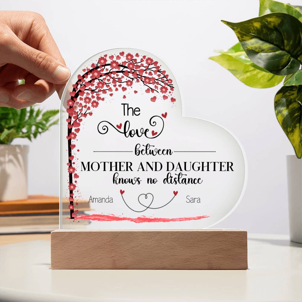 Custom Mother Daughter Lighted Heart Plaque - Personalized and Heartwarming-[Heartfelt Family Gift]