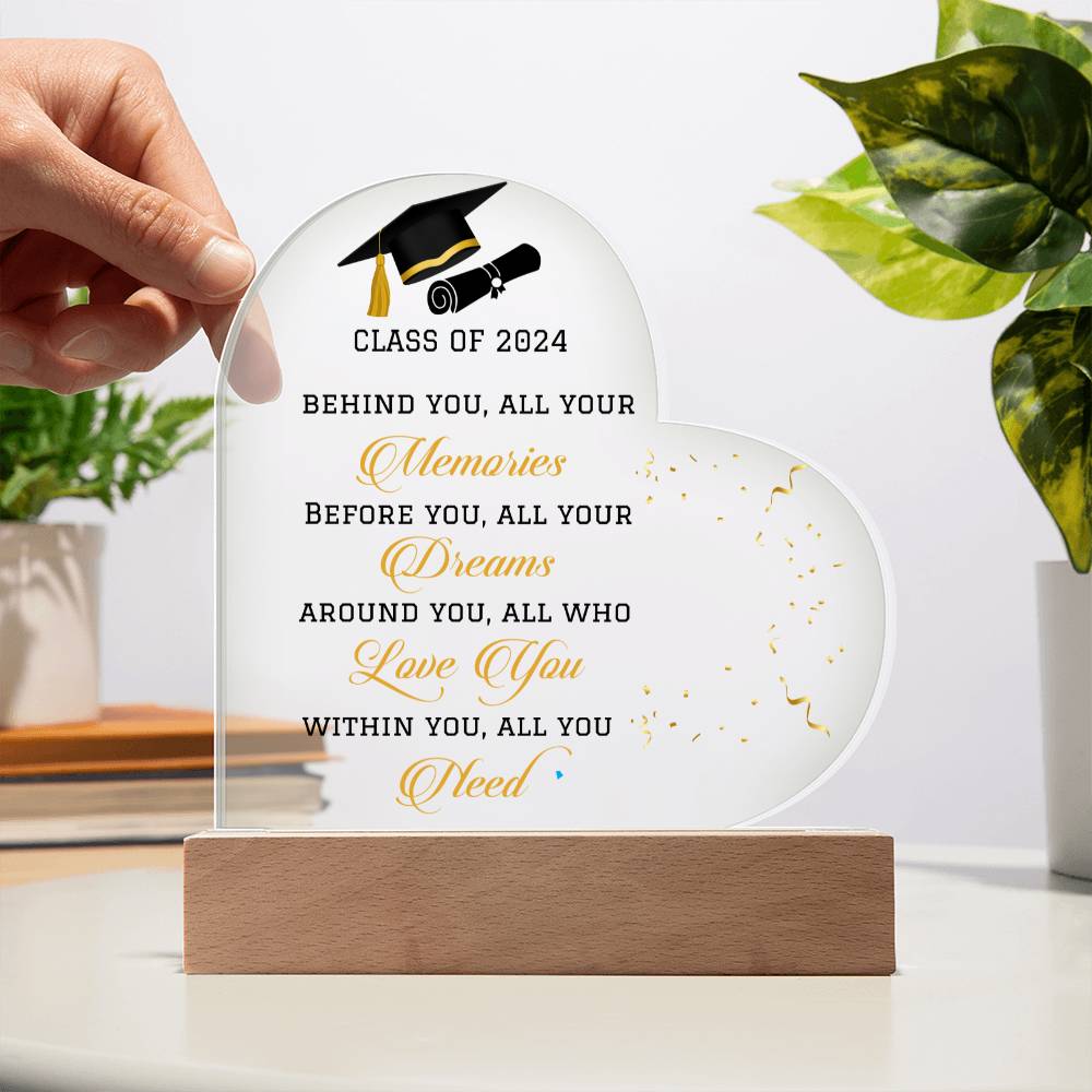 Class of 2024 LED Heart Plaque Graduation Gift-[Heartfelt Family Gift]