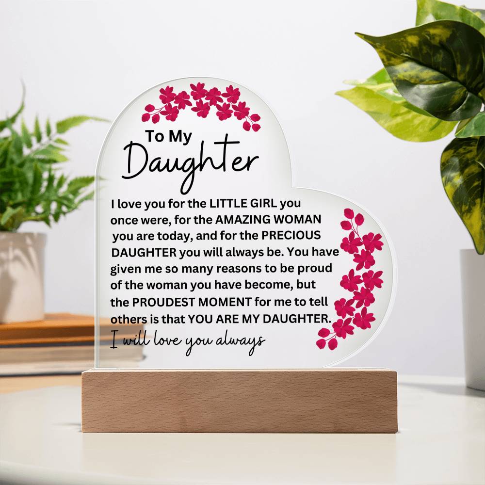 LED Lighted Acrylic Heart Plaque for Daughter - Personalized Gift-[Heartfelt Family Gift]