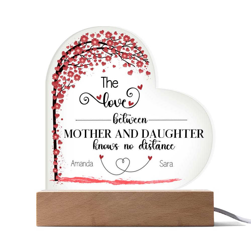 Custom Mother Daughter Lighted Heart Plaque - Personalized and Heartwarming-[Heartfelt Family Gift]