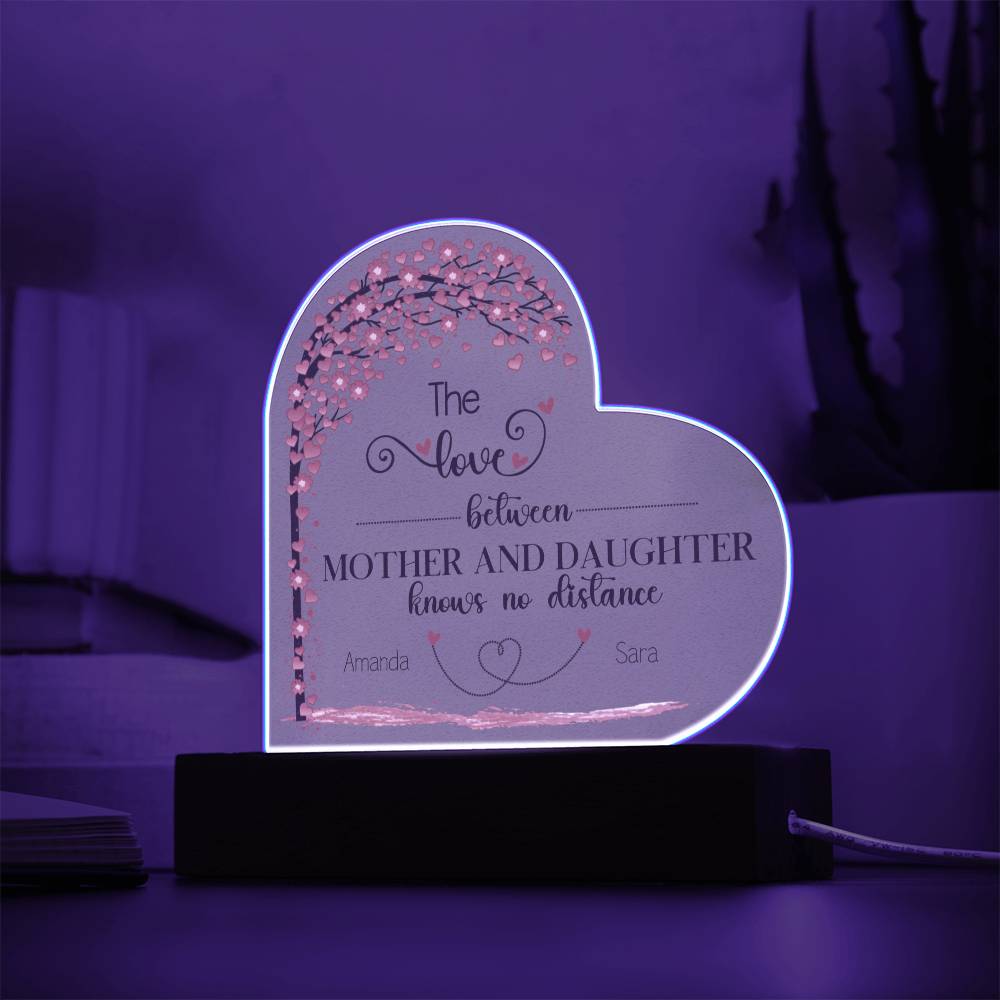 Custom Mother Daughter Lighted Heart Plaque - Personalized and Heartwarming-[Heartfelt Family Gift]