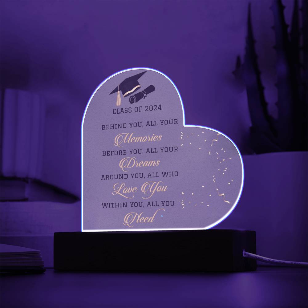 Class of 2024 LED Heart Plaque Graduation Gift-[Heartfelt Family Gift]
