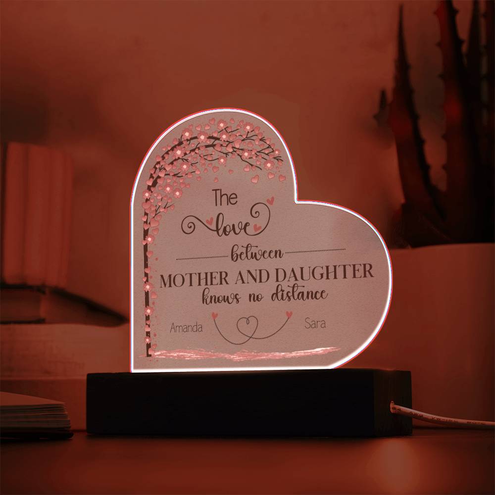 Custom Mother Daughter Lighted Heart Plaque - Personalized and Heartwarming-[Heartfelt Family Gift]