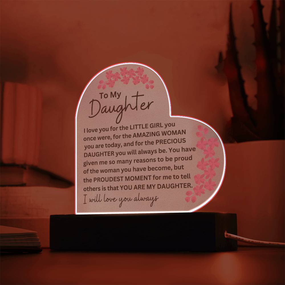 LED Lighted Acrylic Heart Plaque for Daughter - Personalized Gift-[Heartfelt Family Gift]